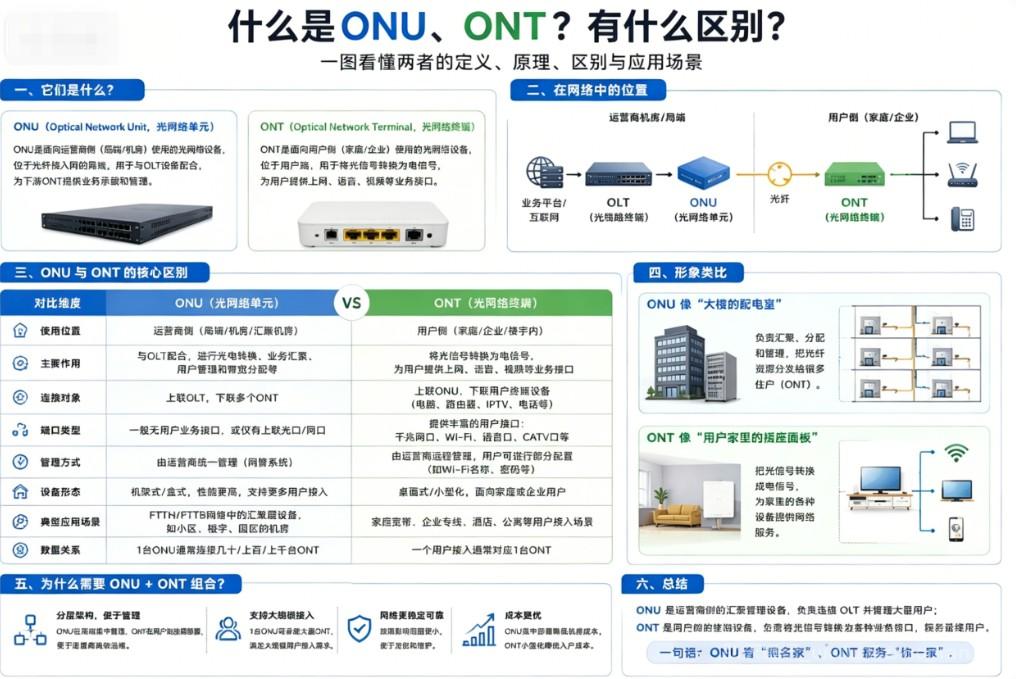 什么是ONU、ONT？有什么区别？